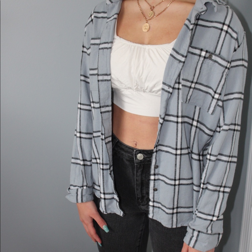 pacsun plaid light blue flannel